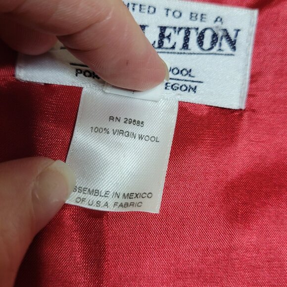 Pendleton Women's 6 Blazer Jacket Red Cropped Virgin Wool Button Up Shoulder Pad - Picture 4 of 6